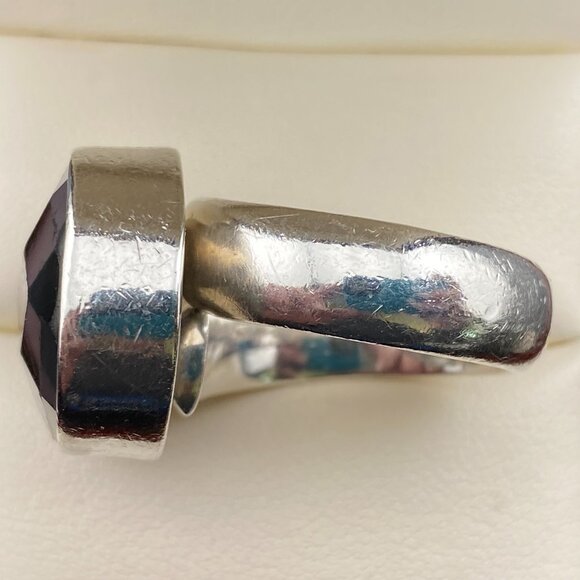 Charles Albert Black Onyx .950 Fine Silver Modernist 1" Ring Sz. 8.5 Thick Band - Picture 3 of 13